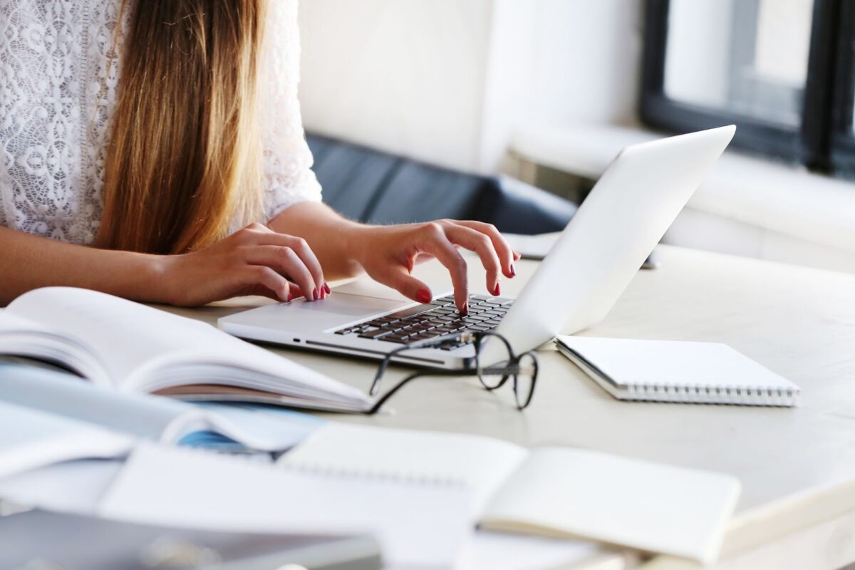 Close up of woman working at the office